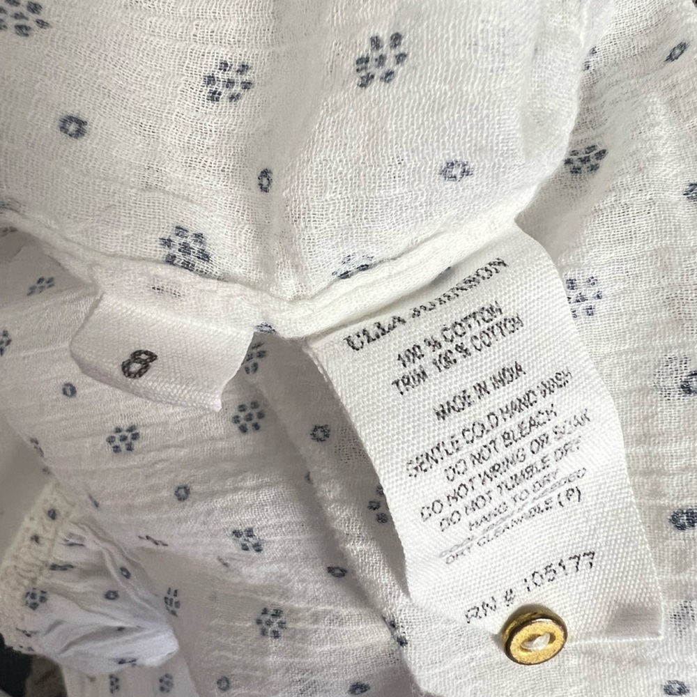 Ulla Johnson Fabienne Peasant Blouse White Blue Foulard Dot Print Quiet Luxury - Picture 13 of 14